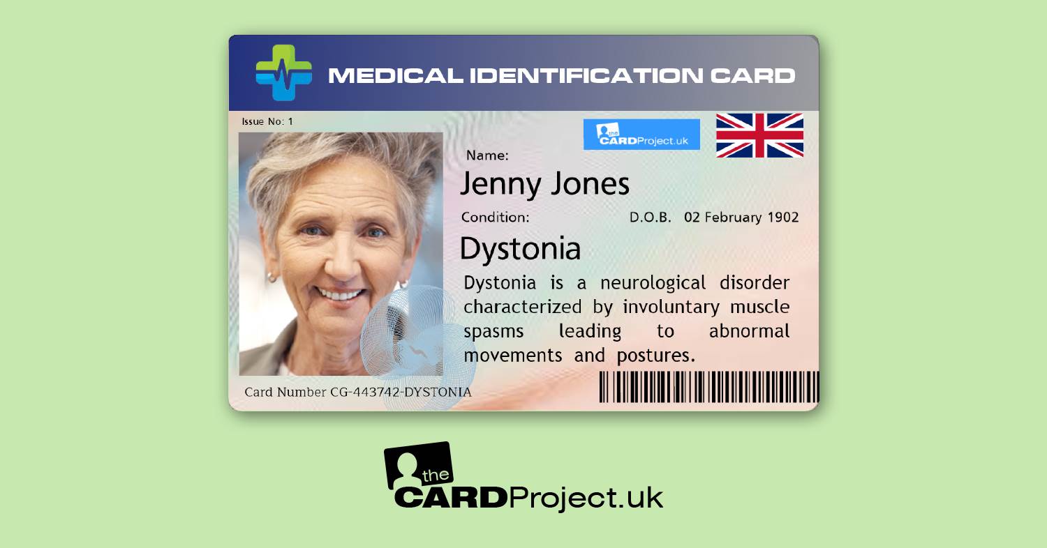 Premium Dystonia Medical ID Card 